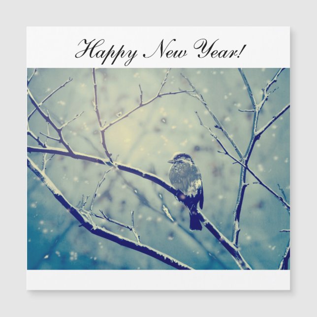 Little sparrow standing on winter tree (Front)