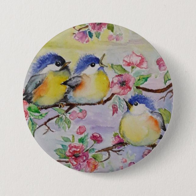 Little Sparrows Button - Painting (Front)