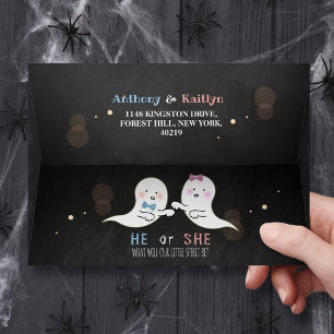 Little Spirit Halloween Ghosts Gender Reveal Party Envelope