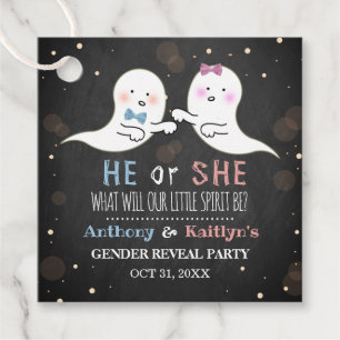 Little Spirit Halloween Ghosts Gender Reveal Party Favour Tags