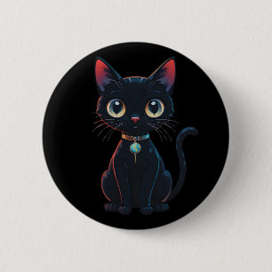 Little Spooky Black Cat 6 Cm Round Badge