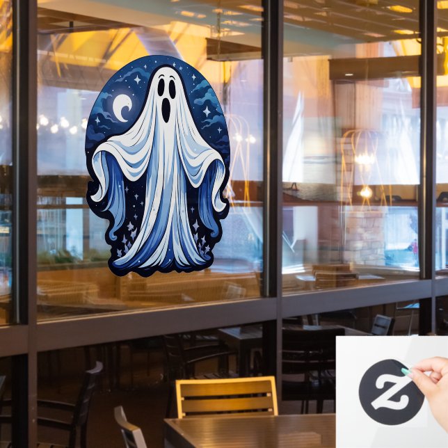 Little Spooky Ghost - Halloween 16 - Fan Fun Window Cling (Restaurant Window)