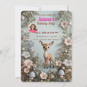 Little Spotted Deer Woodland Birthday Invitation –