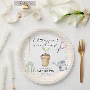 Little sprout baby shower paper plate