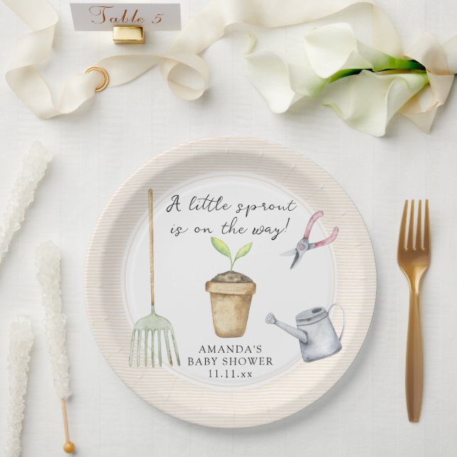 Little sprout baby shower  paper plate (Wedding)