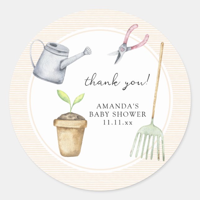 Little sprout baby shower thank you classic round sticker (Front)