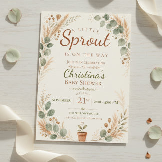 Little Sprout Botanical Baby Shower Invitation