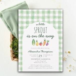 Little Sprout Cute Produce Watercolor Baby Shower Invitation