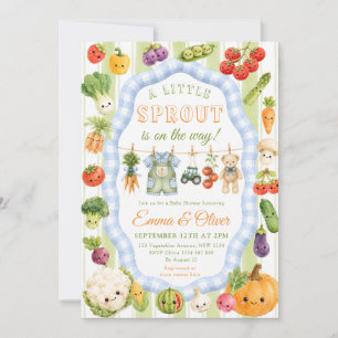 Little Sprout Farmers Market Boy Baby Shower Invitation