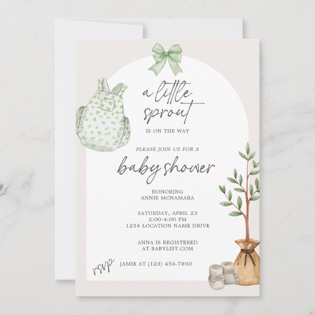 Little Sprout Garden Baby Shower Invitation  (Front)