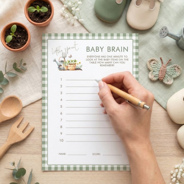 Little Sprout Gingham Baby Brain Shower Game card (Creator Uploaded)