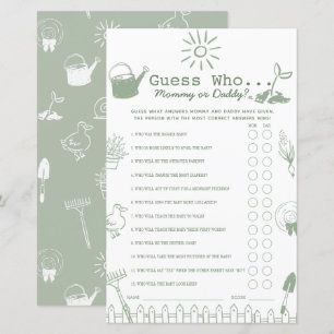 Little Sprout Green Guess Who Baby Shower Game