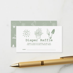 Little Sprout Hand-drawn Diaper Raffle Ticket Enclosure Card