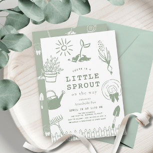 Little Sprout Hand-drawn Garden Baby Shower Invitation