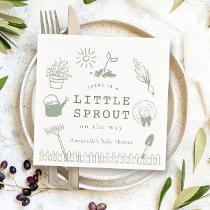 Little Sprout Hand-drawn Garden Baby Shower Napkin