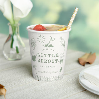 Little Sprout Hand-drawn Garden Baby Shower Paper Cups