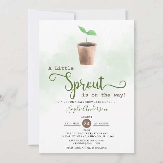 Little Sprout is on the Way Gardening Baby Shower Invitation (Front)