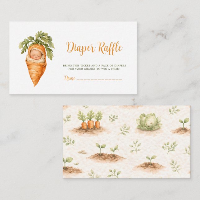Little Sprout Locally Grown Carrot Diaper Raffle  Enclosure Card (Front/Back)