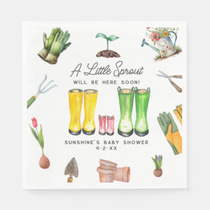 Little Sprout Pink Rain Boots Garden Baby Shower Napkin
