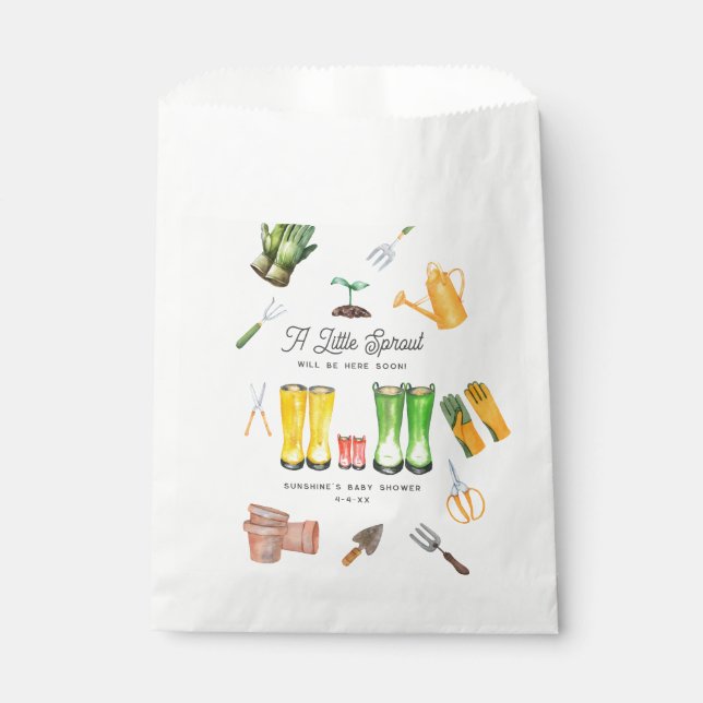 Little Sprout Red Boots Garden Baby Shower Favour Bags (Front)