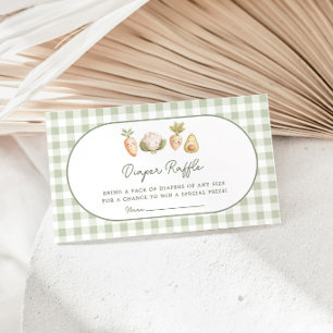 Little Sprout Vegetables Gingham Diaper Raffle Enclosure Card