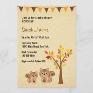 Little Squirrel Baby Shower Invitation Rustic