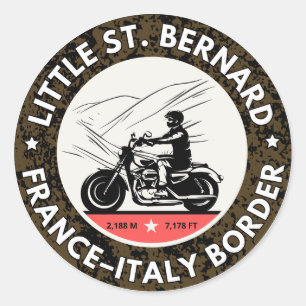 Little St Bernard Pass french italy Alpine motobik Classic Round Sticker