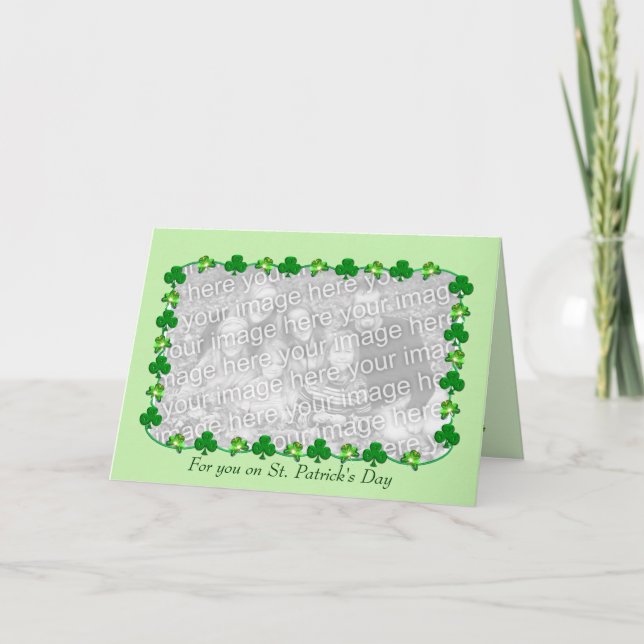 Little St. Patrick's Day Shamrocks (photo insert) Card (Front)