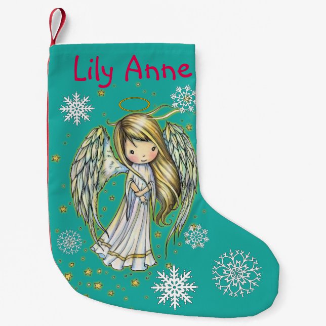 Little Star Angel Christmas Stocking Personalised (Front)