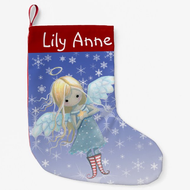 Little Star Angel Christmas Stocking Personalised (Front)