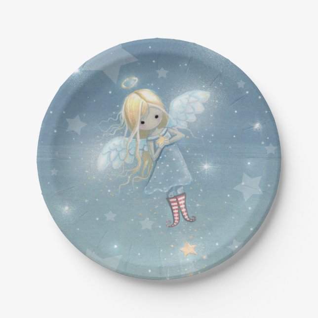 Little Star Angel Holiday Art Paper Plate (Front)