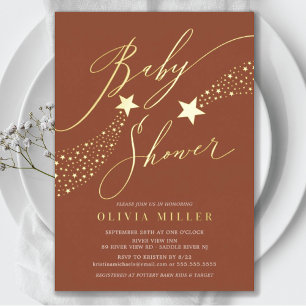 Little Star Baby Shower Foil Invitation