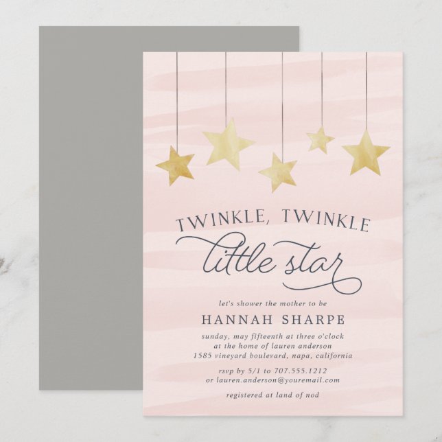 Little Star Baby Shower Invitation | Blush (Front/Back)