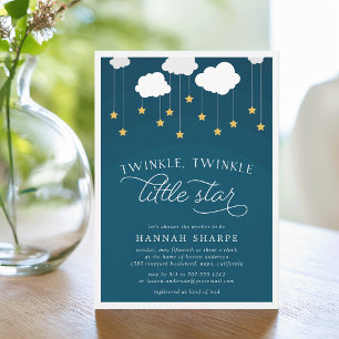Little Star Baby Shower Invitation Navy