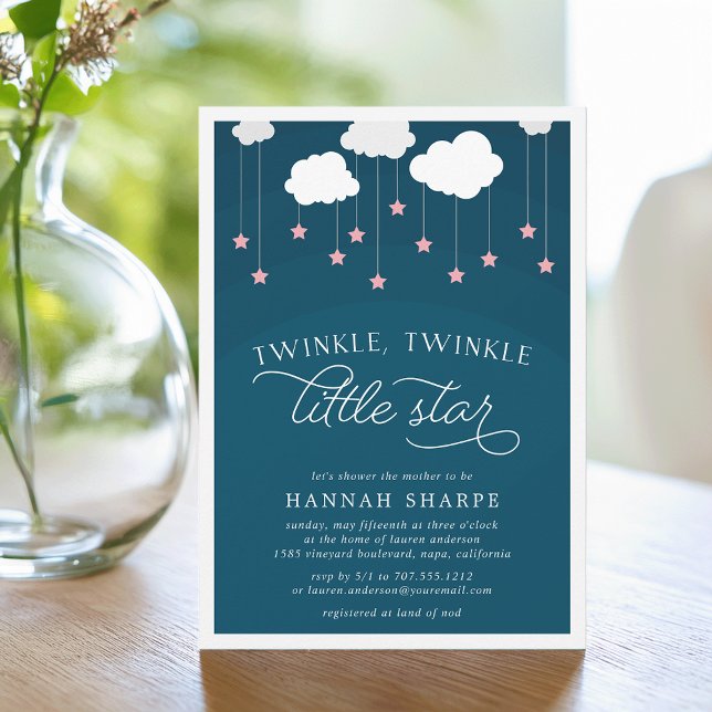 Little Star Baby Shower Invitation | Pink & Navy (Creator Uploaded)