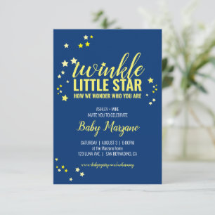 little star BABY SHOWER or SIP & SEE yellow navy I Invitation