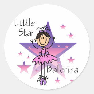 Little Star Ballerina - Brown Hair Classic Round Sticker