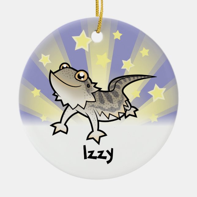 Little Star Bearded Dragon / Rankins Dragon Ceramic Tree Decoration (Front)