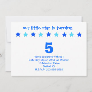 little star birthday invitation boy