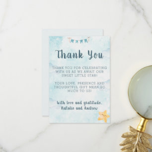 Little Star Blue Sky Watercolor Baby Shower Thank You Card