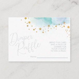 Little Star Blue Watercolor Baby Diaper Raffle Enclosure Card