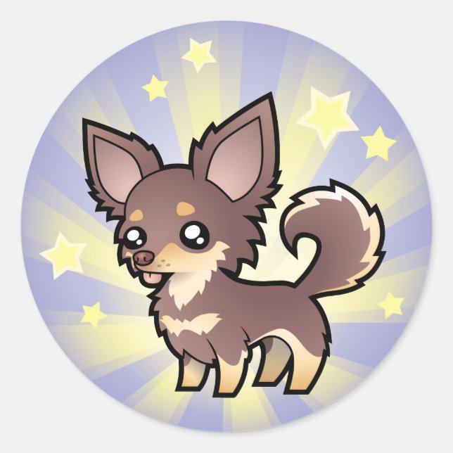 Little Star Chihuahua (long coat) Classic Round Sticker (Front)