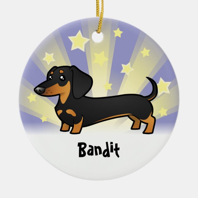 Little Star Dachshund (smooth coat) Ceramic Tree Decoration (Front)