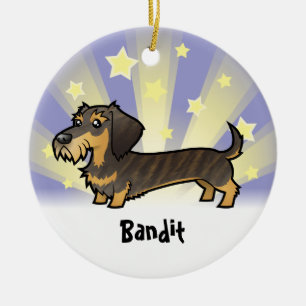 Little Star Dachshund (wirehair) Ceramic Tree Decoration