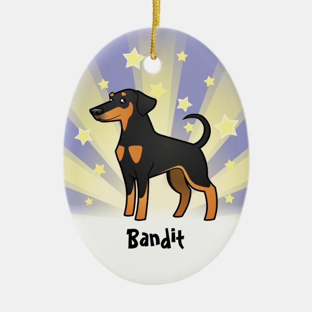 Little Star Doberman Pinscher (floppy ears) Ceramic Tree Decoration (Front)