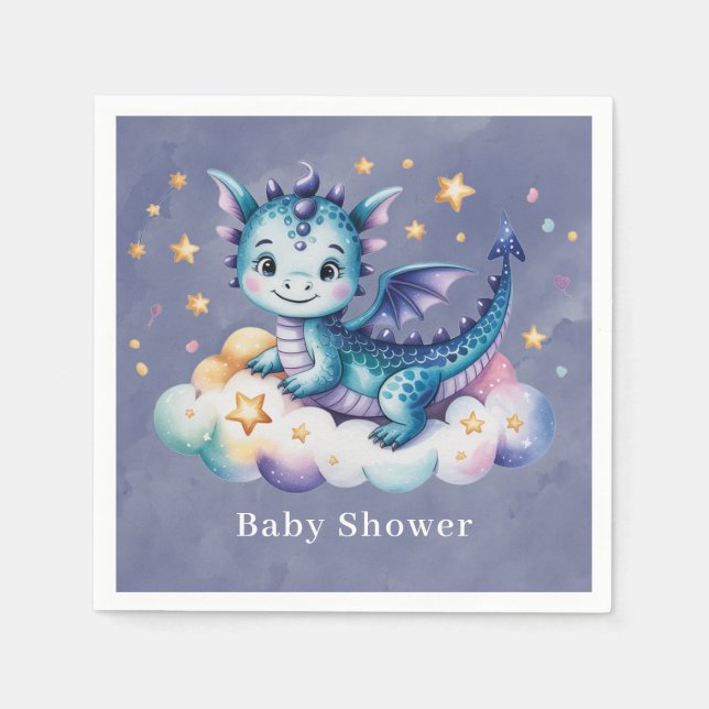 Little Star Dragon Boy Baby Shower Napkin (Front)