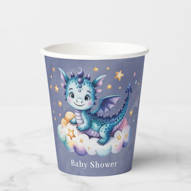Little Star Dragon Boy Baby Shower Paper Cups (Front)