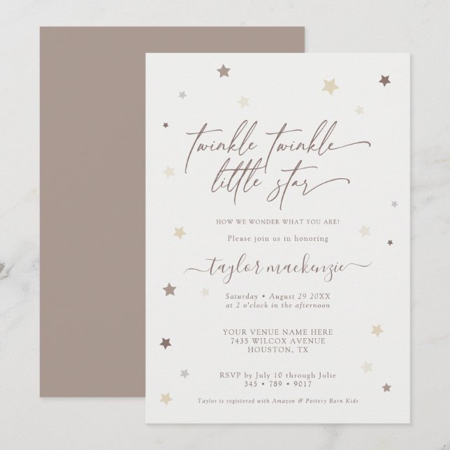 Little Star Gender Neutral Baby Shower Invitation (Front/Back)
