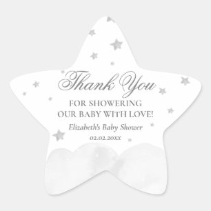 Little Star Grey Baby Shower Thank You Star Sticke Star Sticker