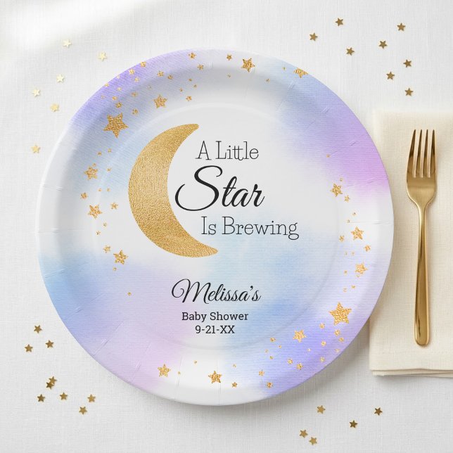 Little Star is Brewing Dreamt Baby Shower Paper Plate (Little Star is Brewing Dreamt Baby Shower Paper Plates)